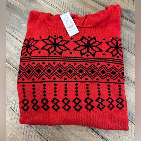 New York & Co, Long sleeve hoodie sweater, XXL, winter print, 100% acrylic - Picture 2 of 4